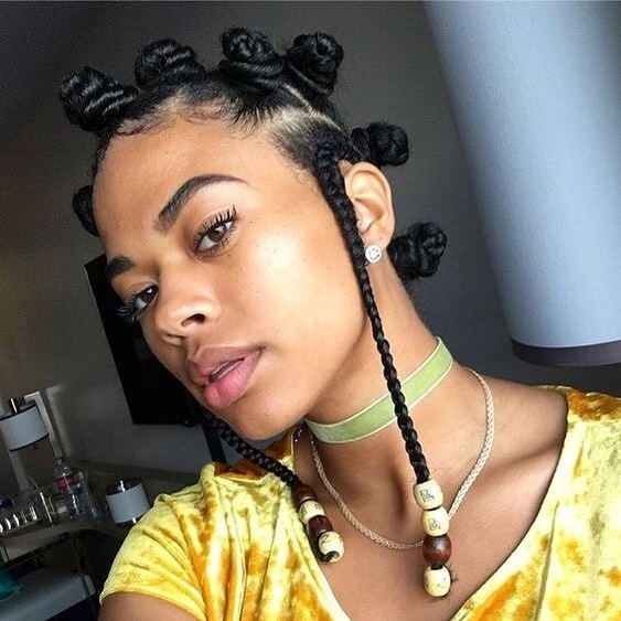 bantu knots hairstyles Playful Beaded Bantu Knots With Face-Framing Braids
