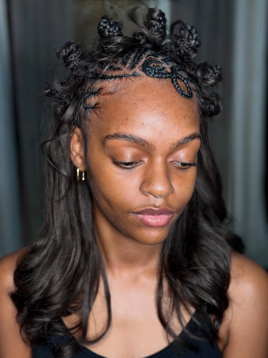bantu knots hairstyles Half-Up Bantu Knots With Flowing Soft Waves