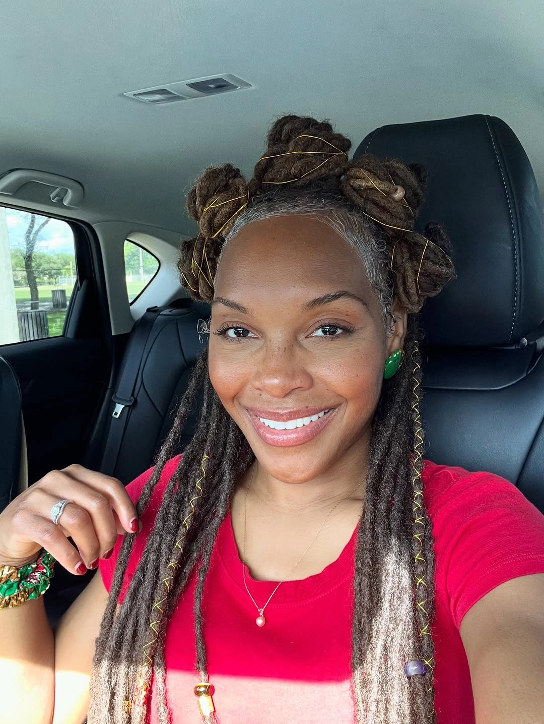 bantu knots hairstyles Half-Up Loc Knots With Delicate Gold Accents
