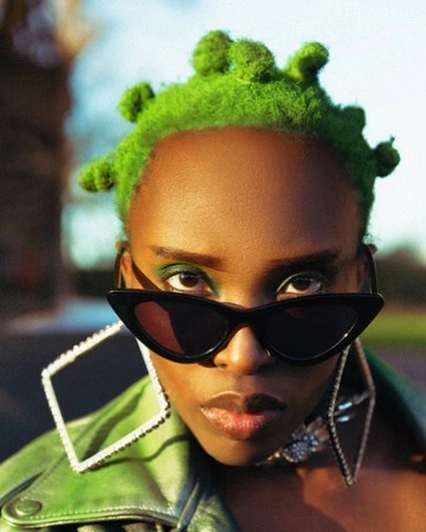 bantu knots hairstyles Electric Green Bantu Knots With Editorial Edge