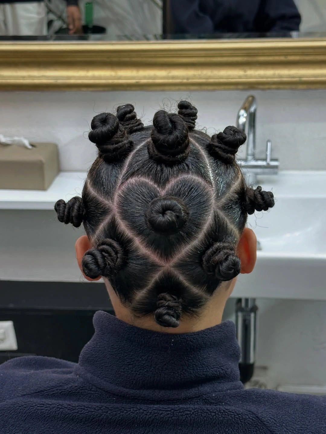 bantu knots hairstyles Geometric Heart Parting With Precision Knots
