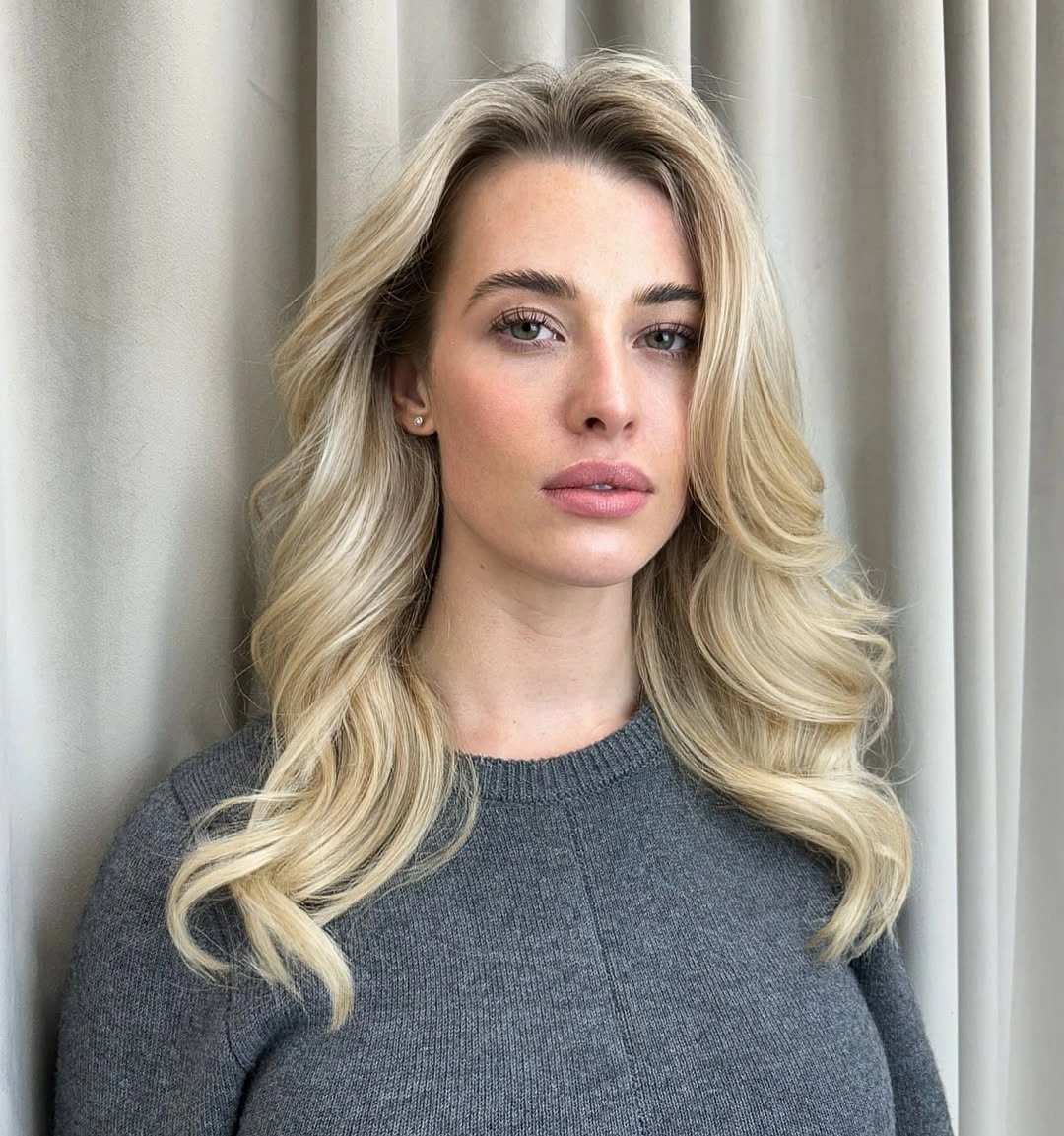 beige blond hair color Bright Beige Blonde with Soft Hollywood Volume