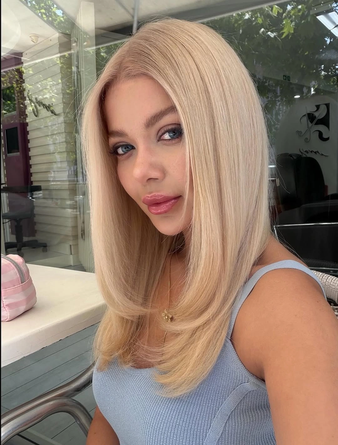 beige blond hair color Sleek Creamy Beige Blonde with Glass-Like Shine