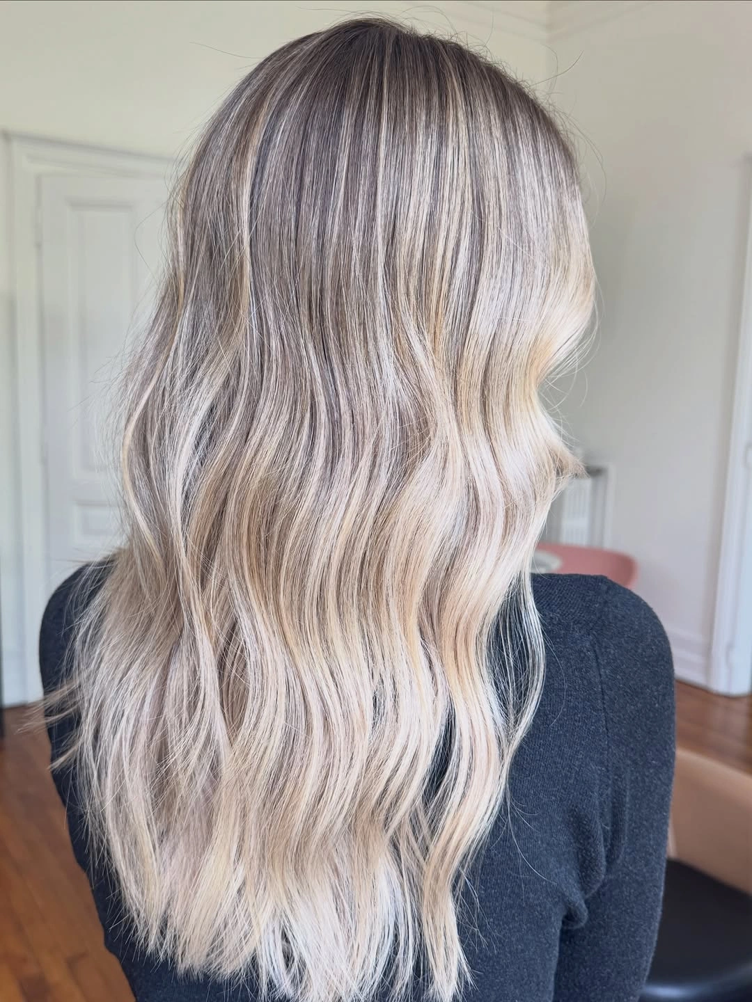 beige blond hair color Soft Beige Blonde Balayage with Airy Waves