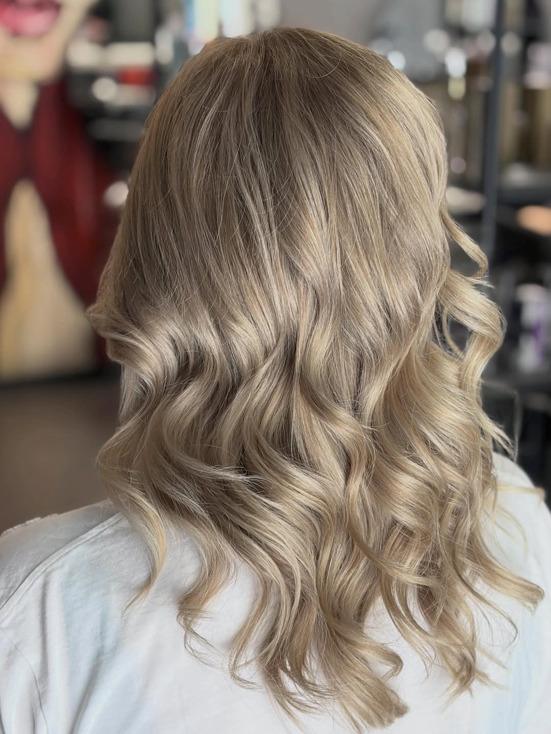beige blond hair color Soft Beige Blonde Waves with Natural Dimension