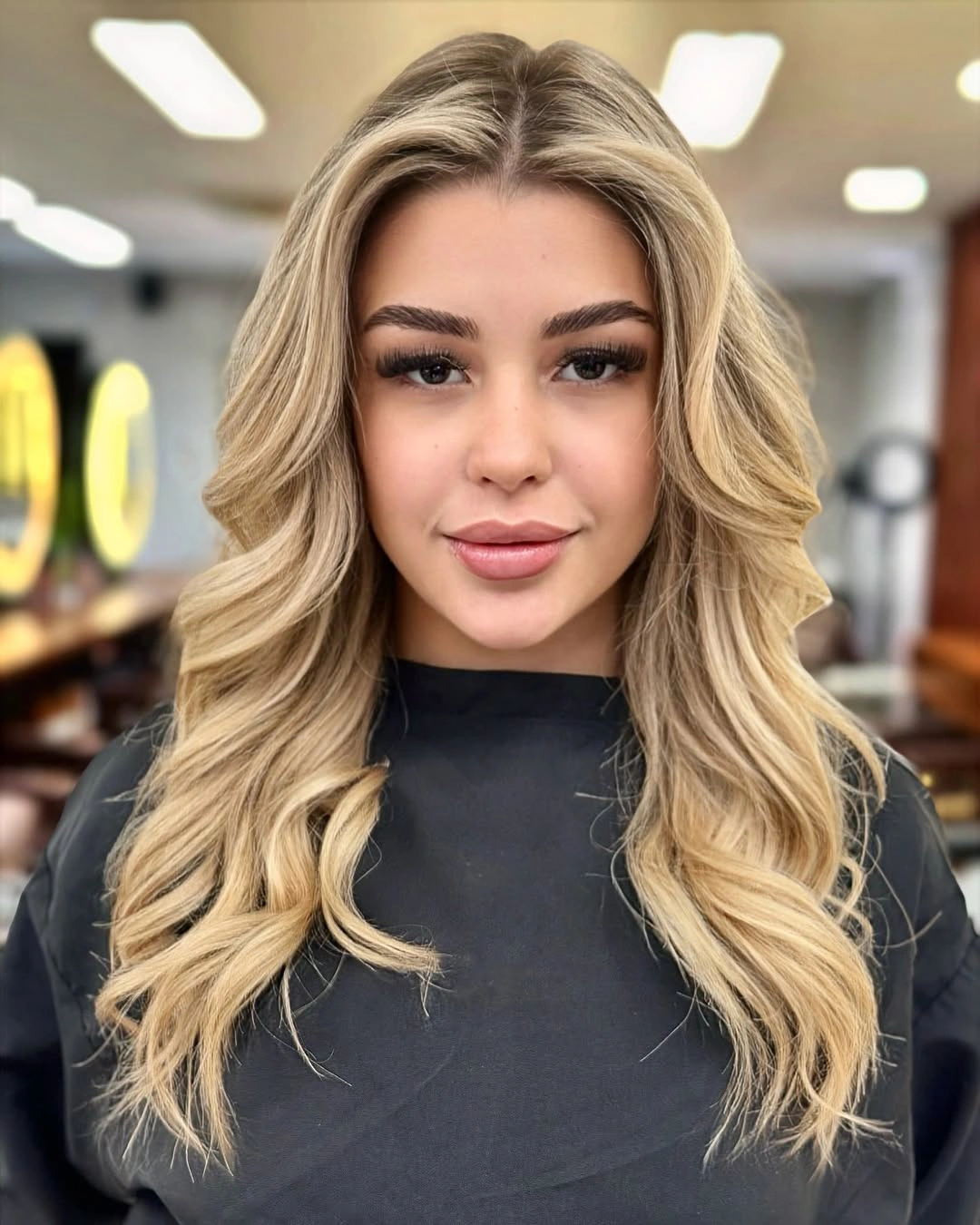 beige blond hair color Beachy Beige Blonde Waves with Bright Face Framing