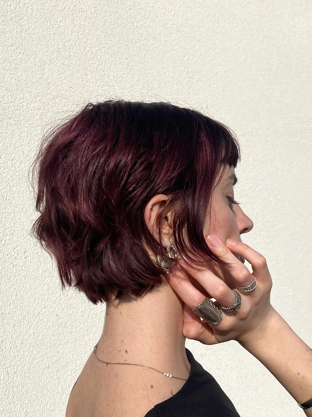 bixie haircut Rich Burgundy Bixie With Soft Romantic Texture