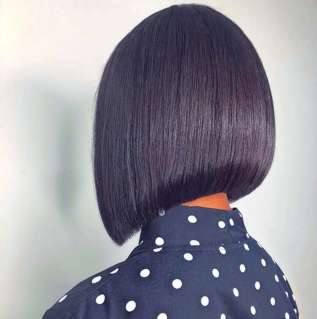 bob hairstyles for black women Rounded Purple Bob From The Back
