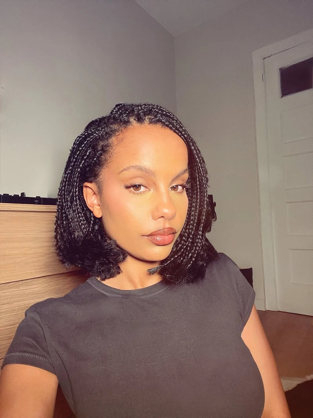 bob hairstyles for black women Burgundy Braided Bob With Compact Shape