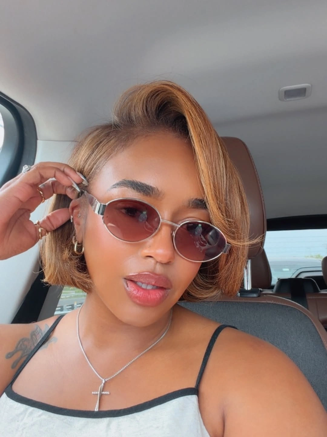 bob hairstyles for black women Caramel Side-Swept Bob With Soft Front Lift