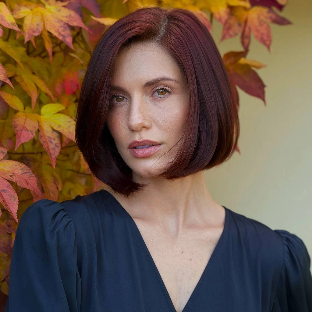 bobbed haircut for women Elegant Deep Auburn Bob With Soft Volume