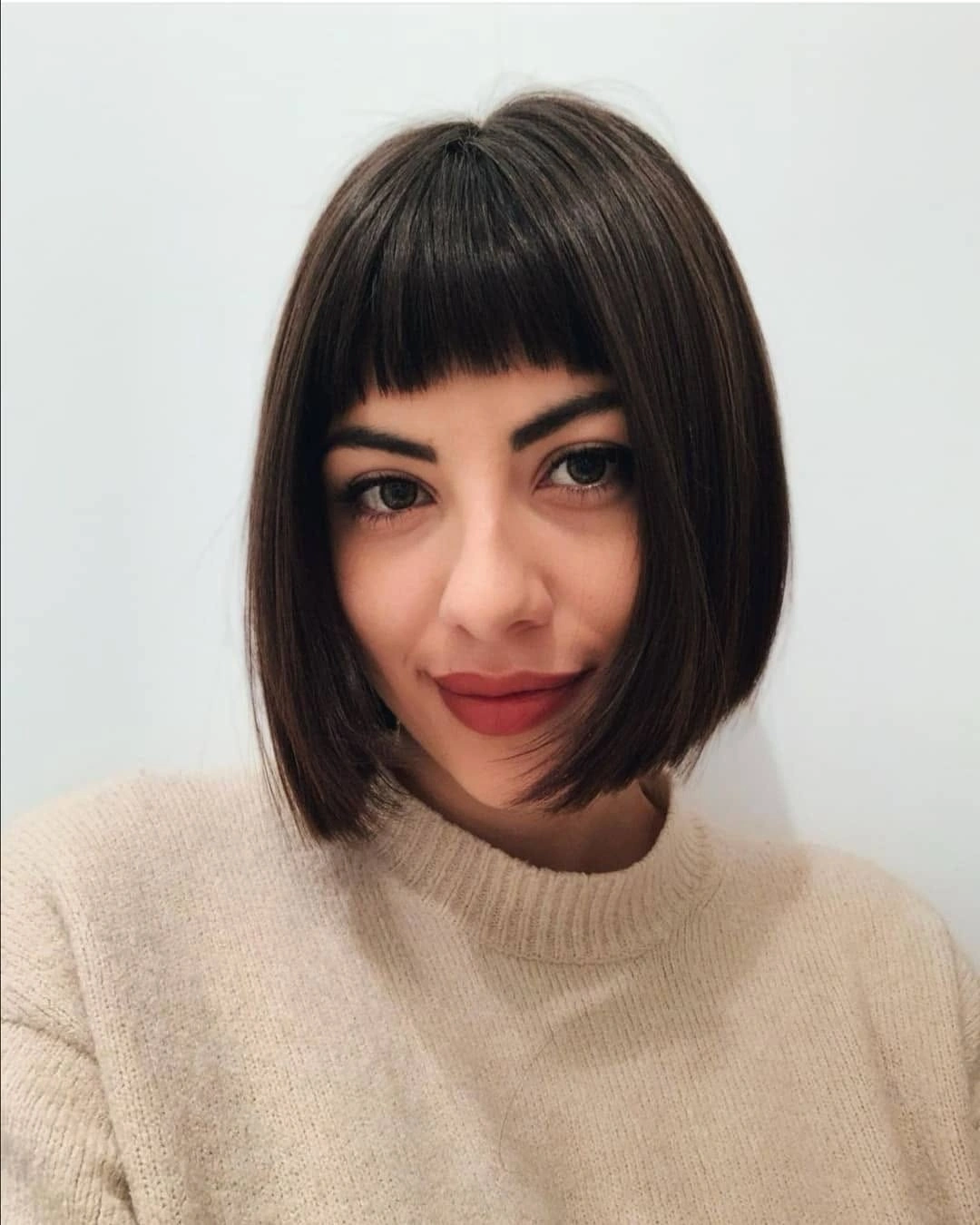 bobbed haircut for women Soft Rounded Bob With Micro Fringe