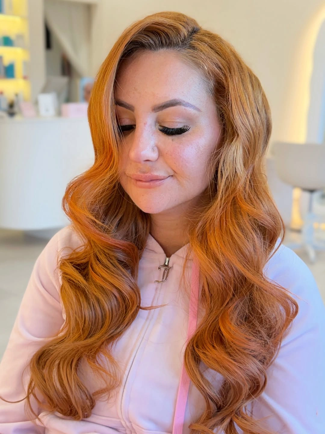 body waves hairstyle Warm Copper Waves That Glow From Every Angle