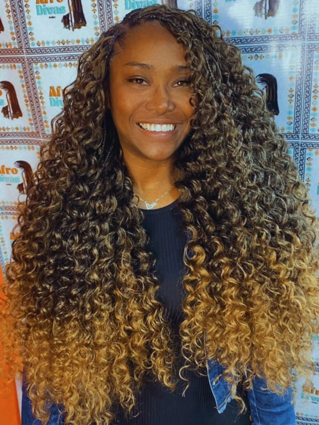 bora bora braids hairstyle Classic Center Part with Rich Caramel Definition