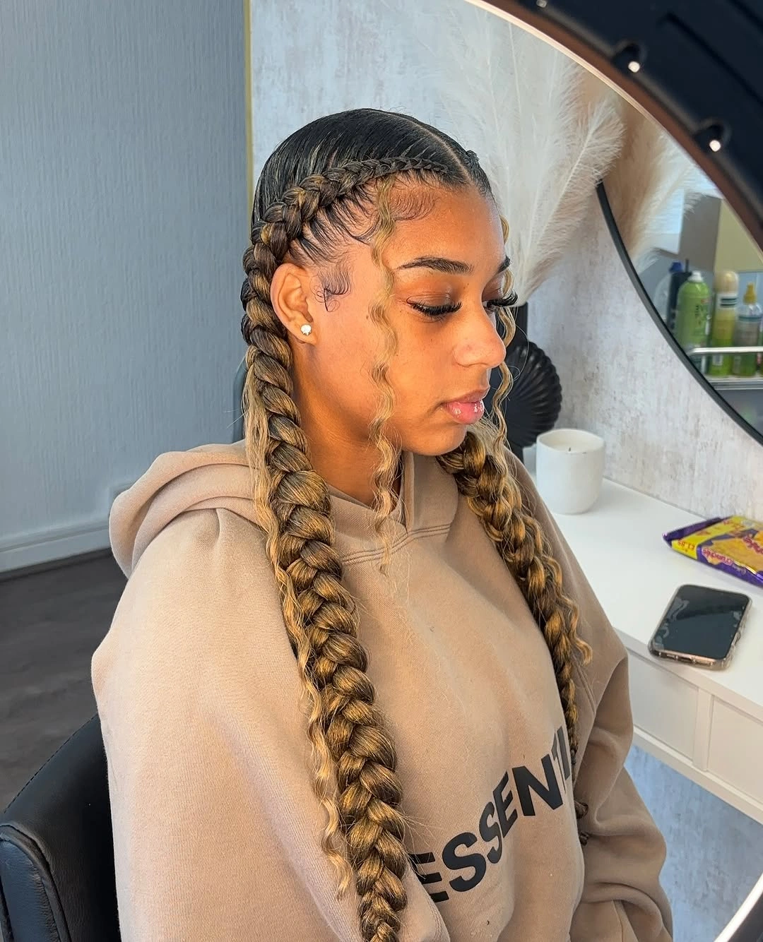 butterfly braids hairstyle Blonde Butterfly Braids with Soft Face-Framing Waves