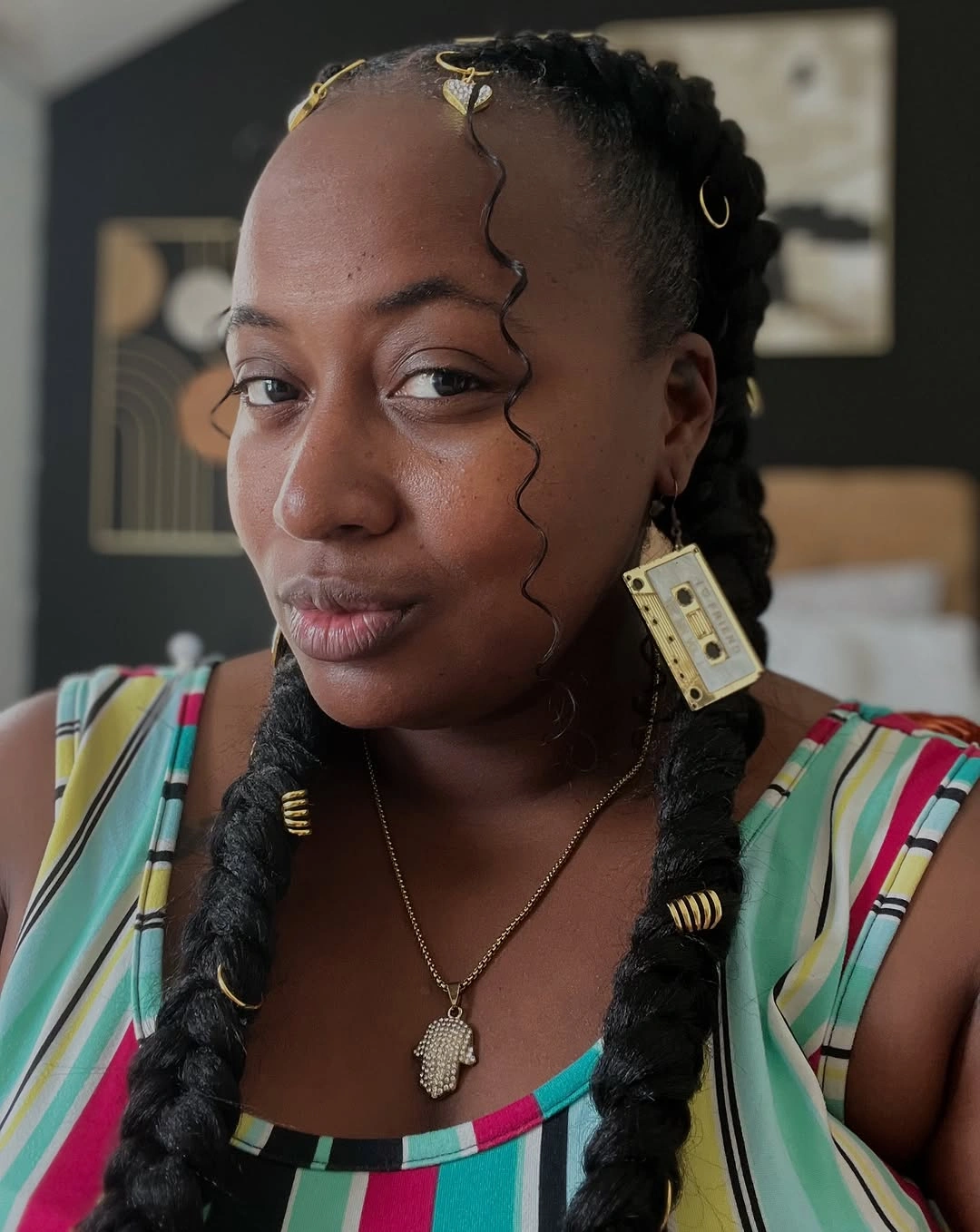 butterfly braids hairstyle Classic Butterfly Braids with Gold Accessories