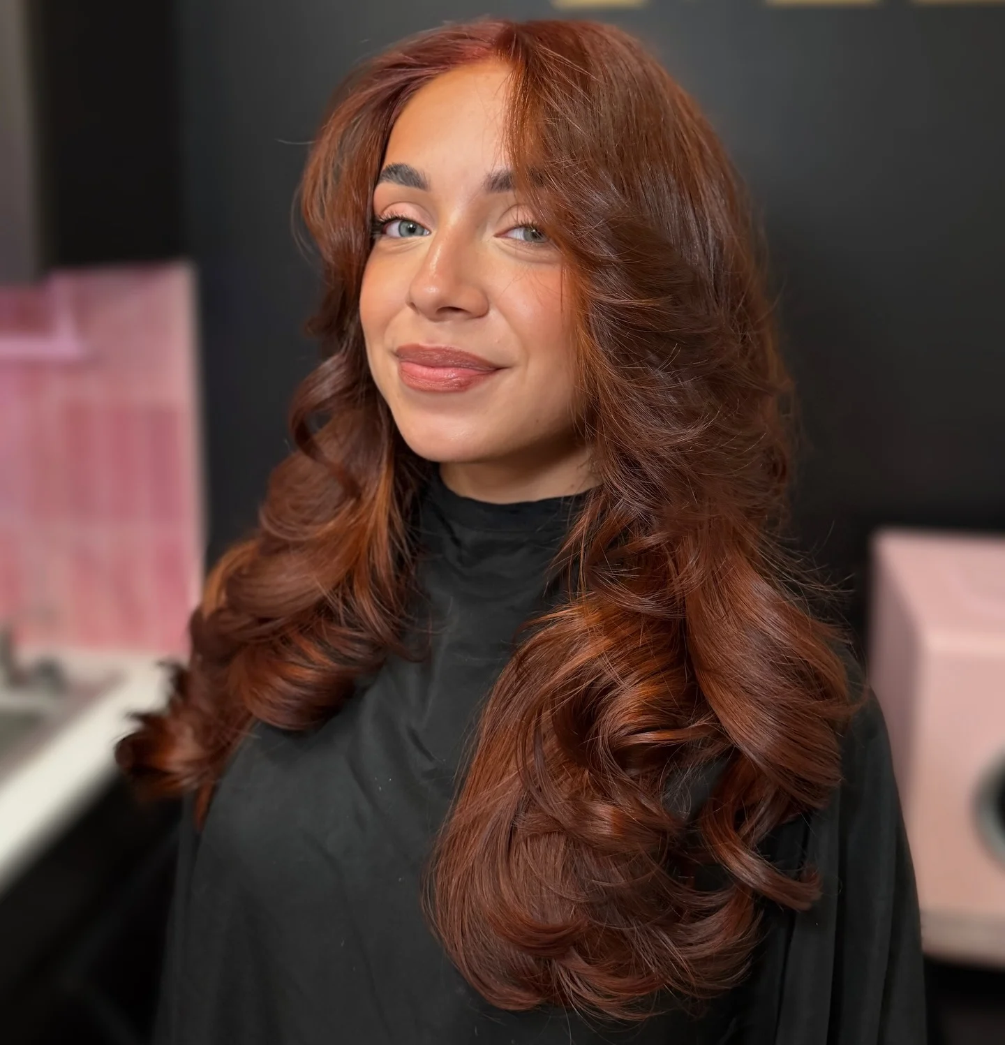 chestnut brown hair color Copper Chestnut Waves With Glossy Volume