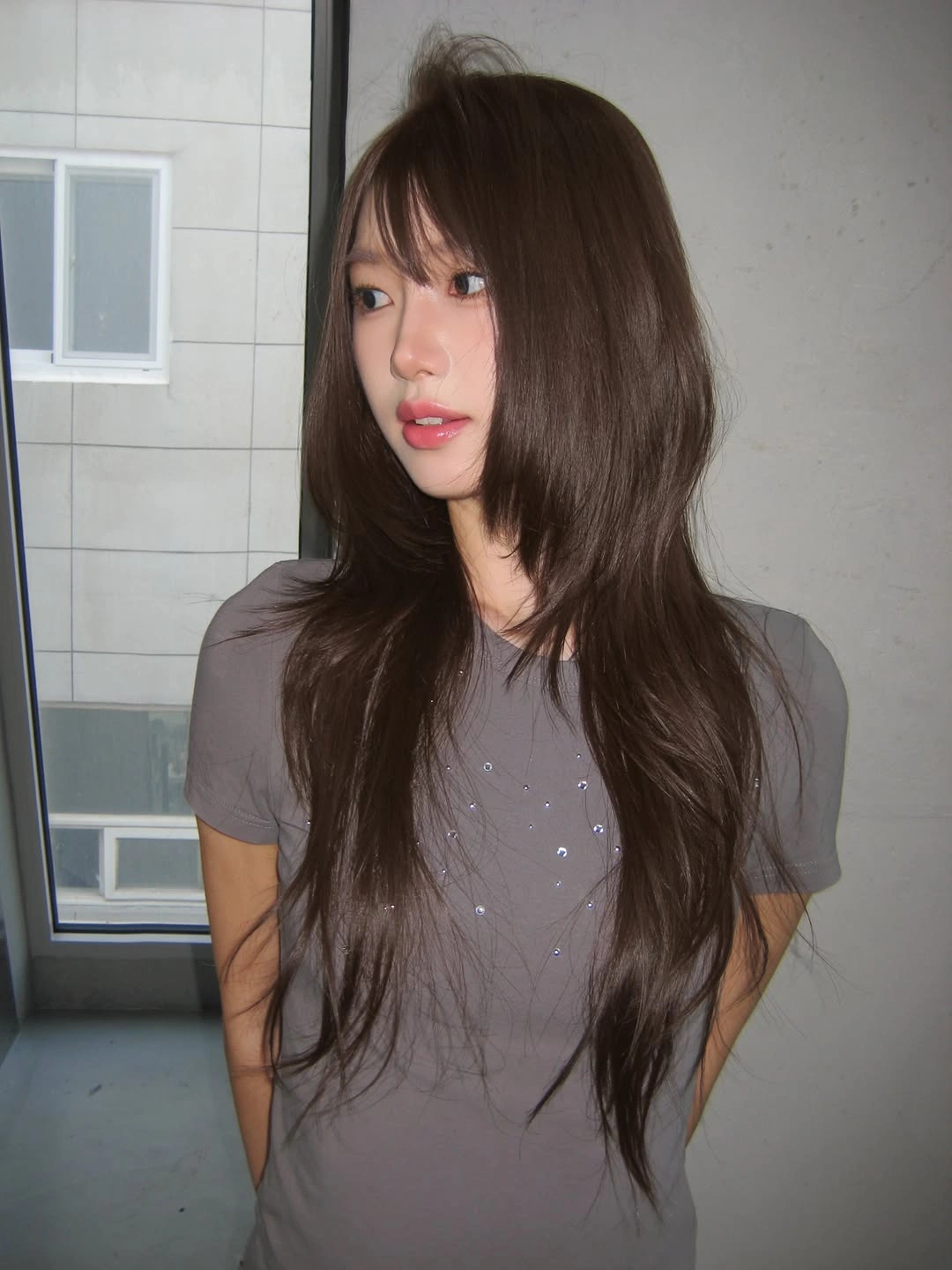chestnut brown hair color Dark Chestnut Length With Wispy Bangs