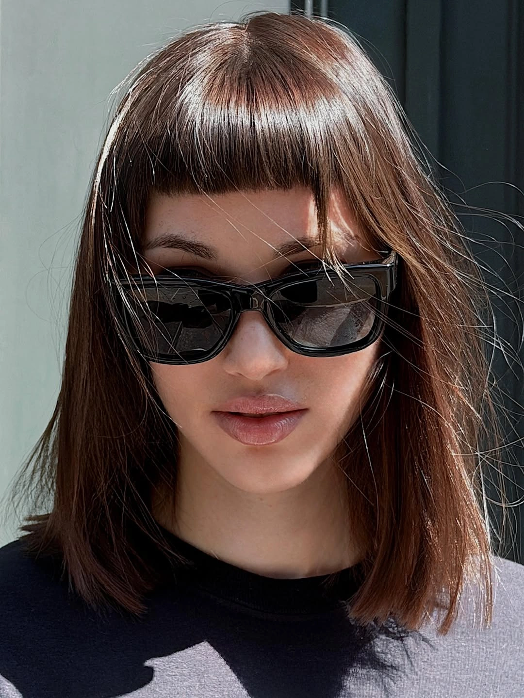 choppy medium layered hair Precision Bob With Graphic Baby Bangs