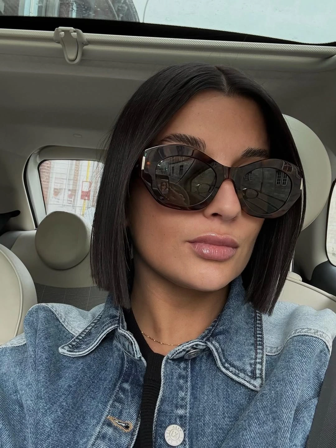dimensional brunette hair color Sharp Straight Brunette Bob With Center Part