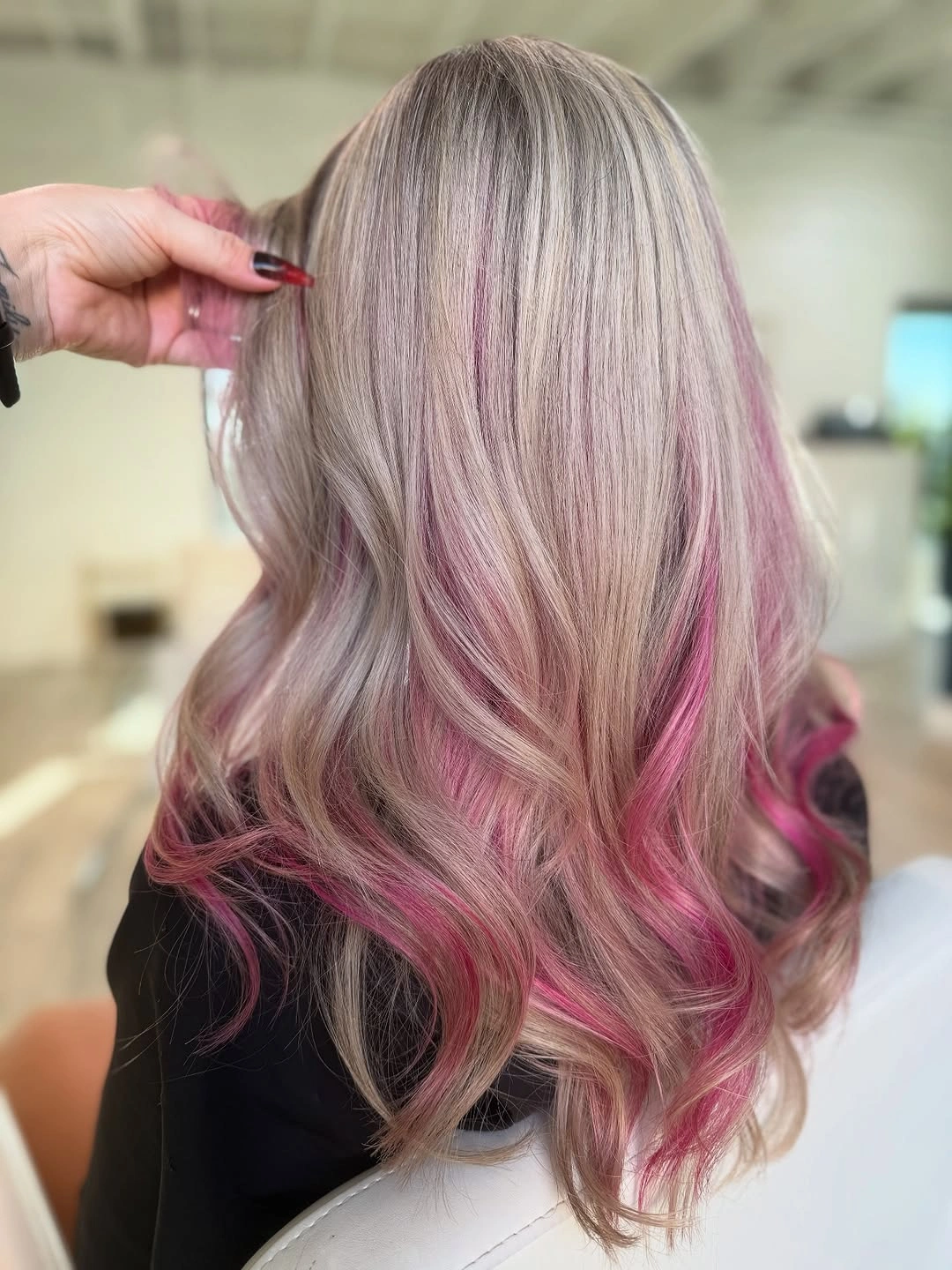 Fall blonde hair colour 2026 Dusty Blonde With Hidden Raspberry Ribbons