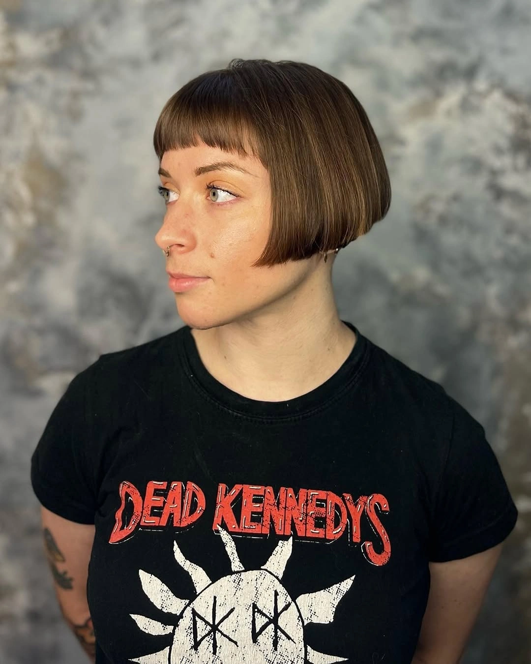 fall bob haircut ideas 2026 Micro Fringe Bob With Vintage Attitude
