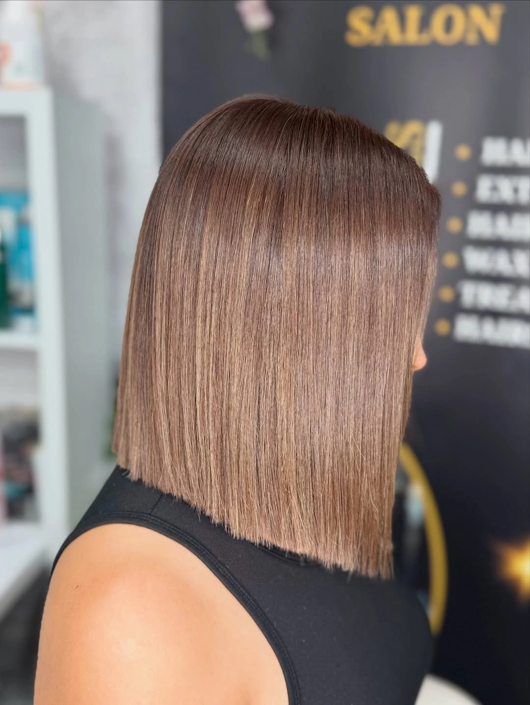 fall bob haircut ideas 2026 Soft Taupe Glass Bob With Silky Perfection