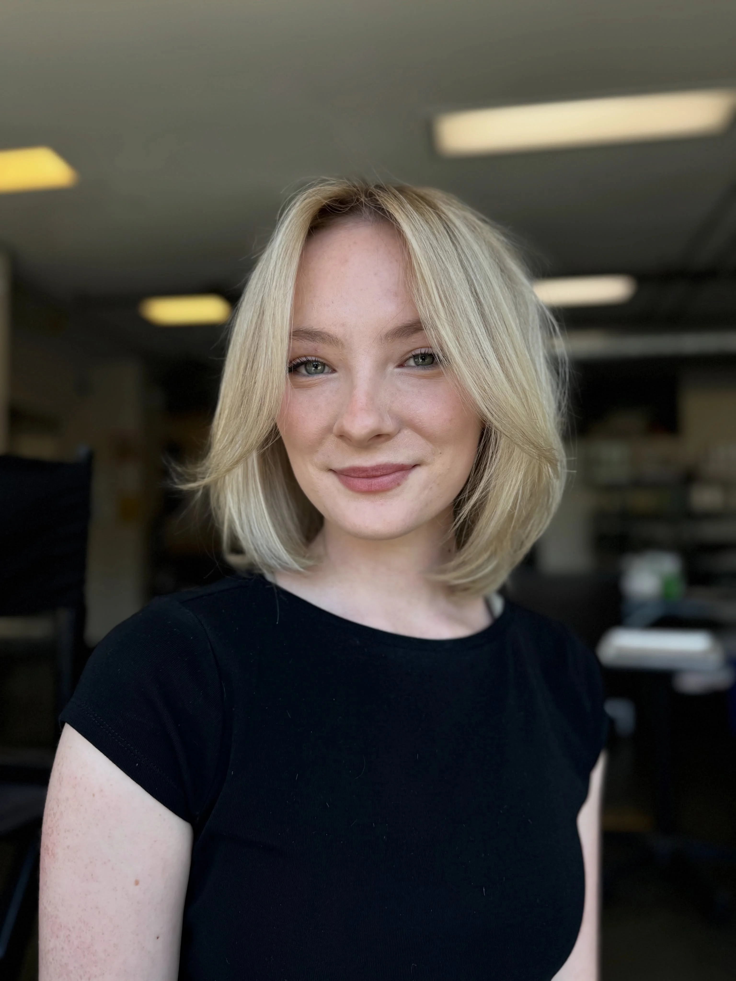 fall bob haircut ideas 2026 Soft Scandinavian Blonde Bob With Curtain Parting