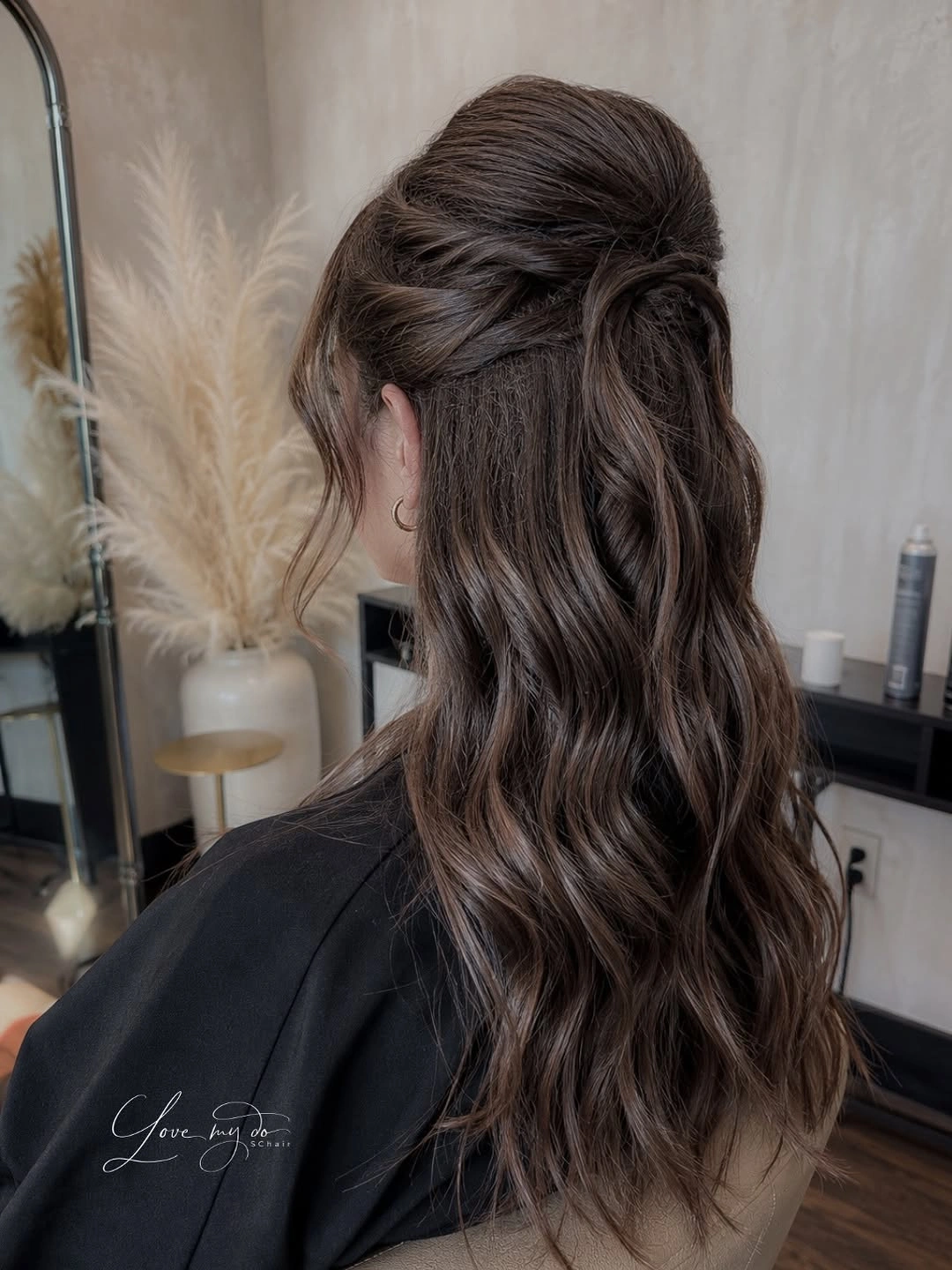 fall brunette hair colour 2026 Romantic Half-Up Brunette With Soft Waves