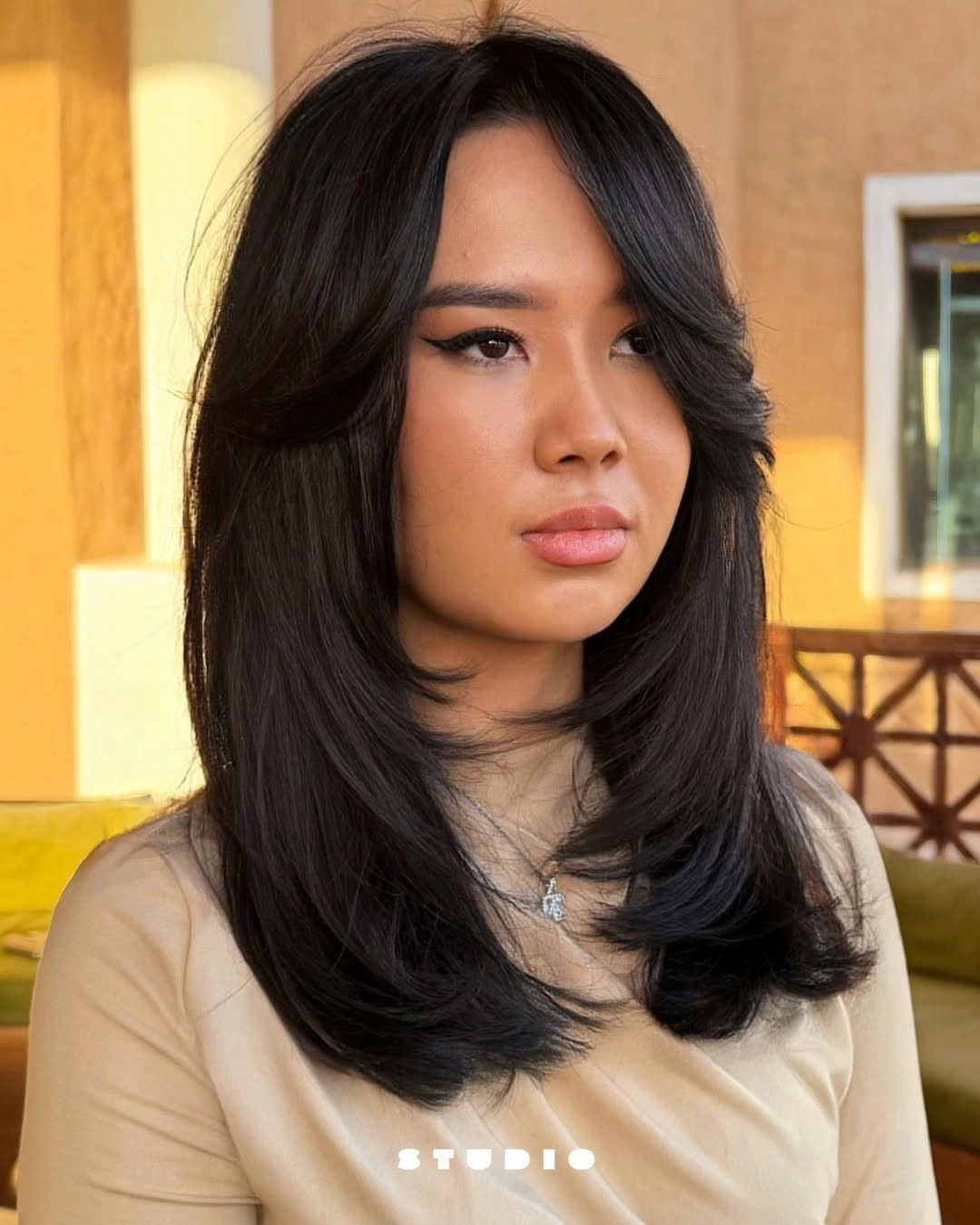 fall brunette hair colour 2026 Midnight Brunette Butterfly Layers