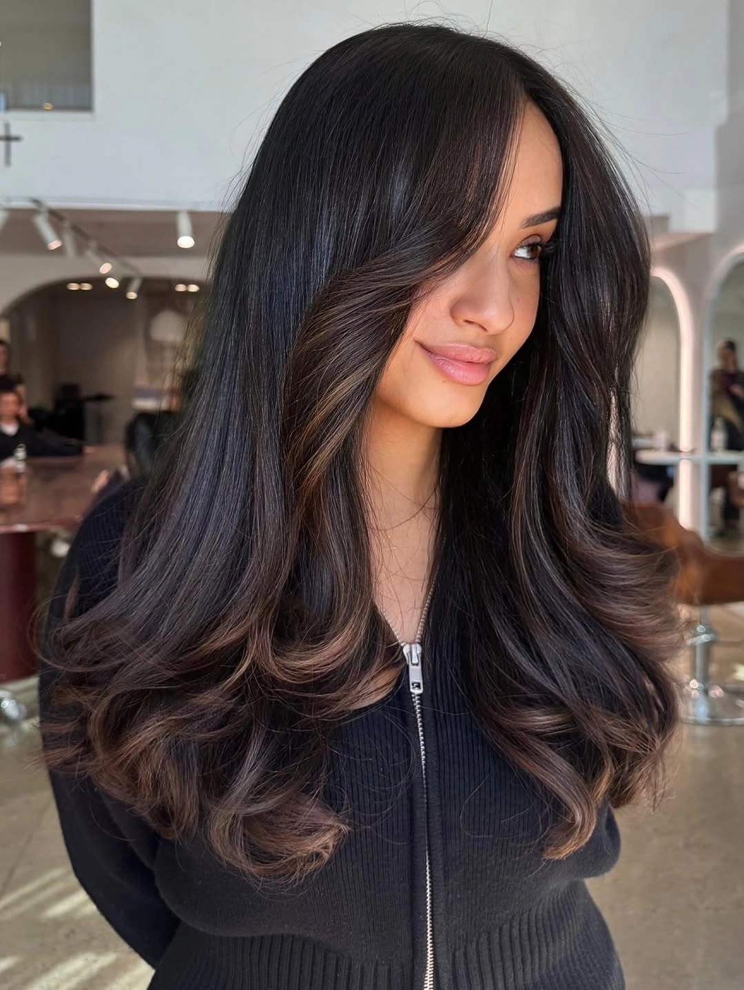 fall brunette hair colour 2026 Espresso Brunette With Velvet Blowout