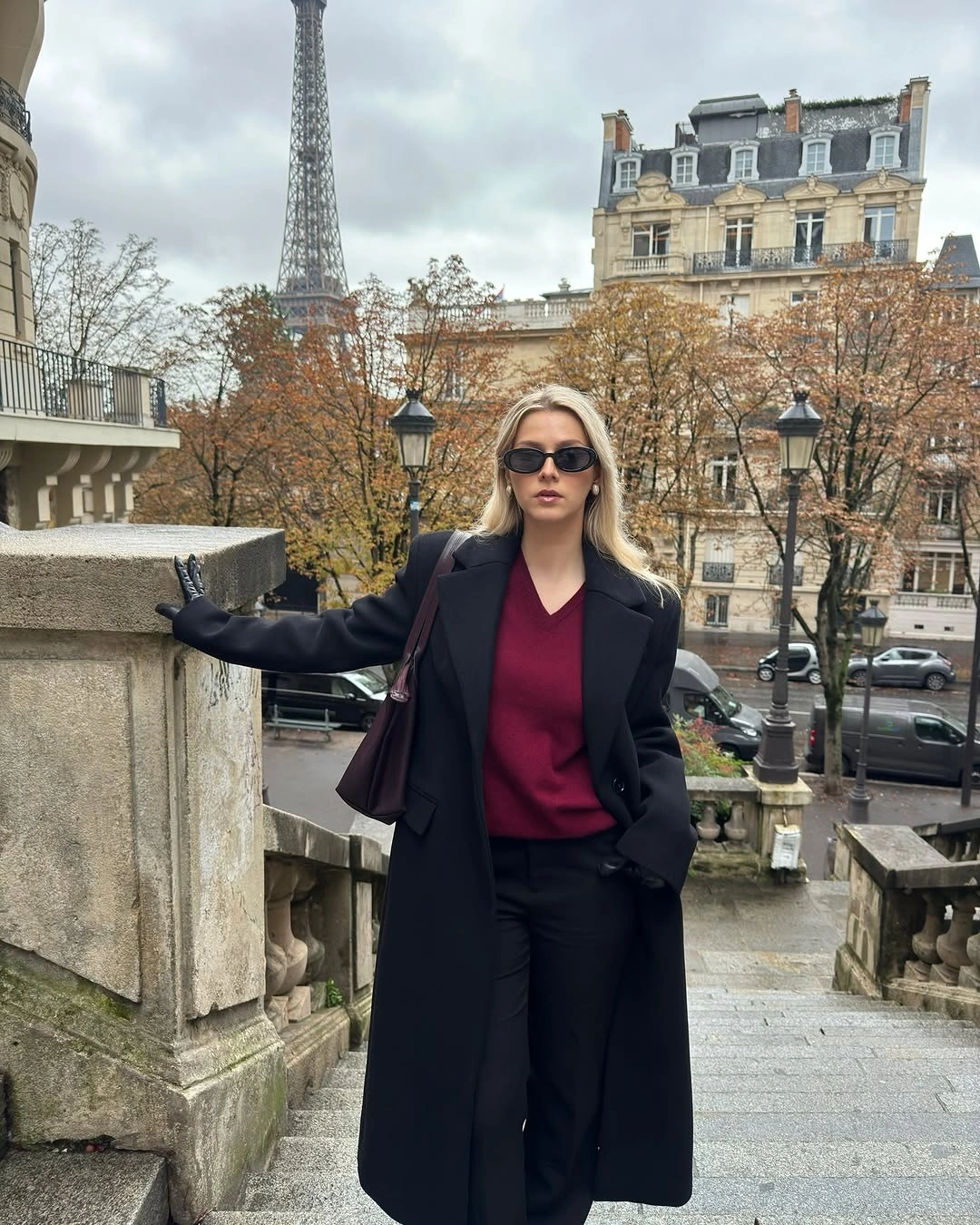 fall classy outfits women 2026 Deep Burgundy and Black Tailoring for Sophisticated City Days
