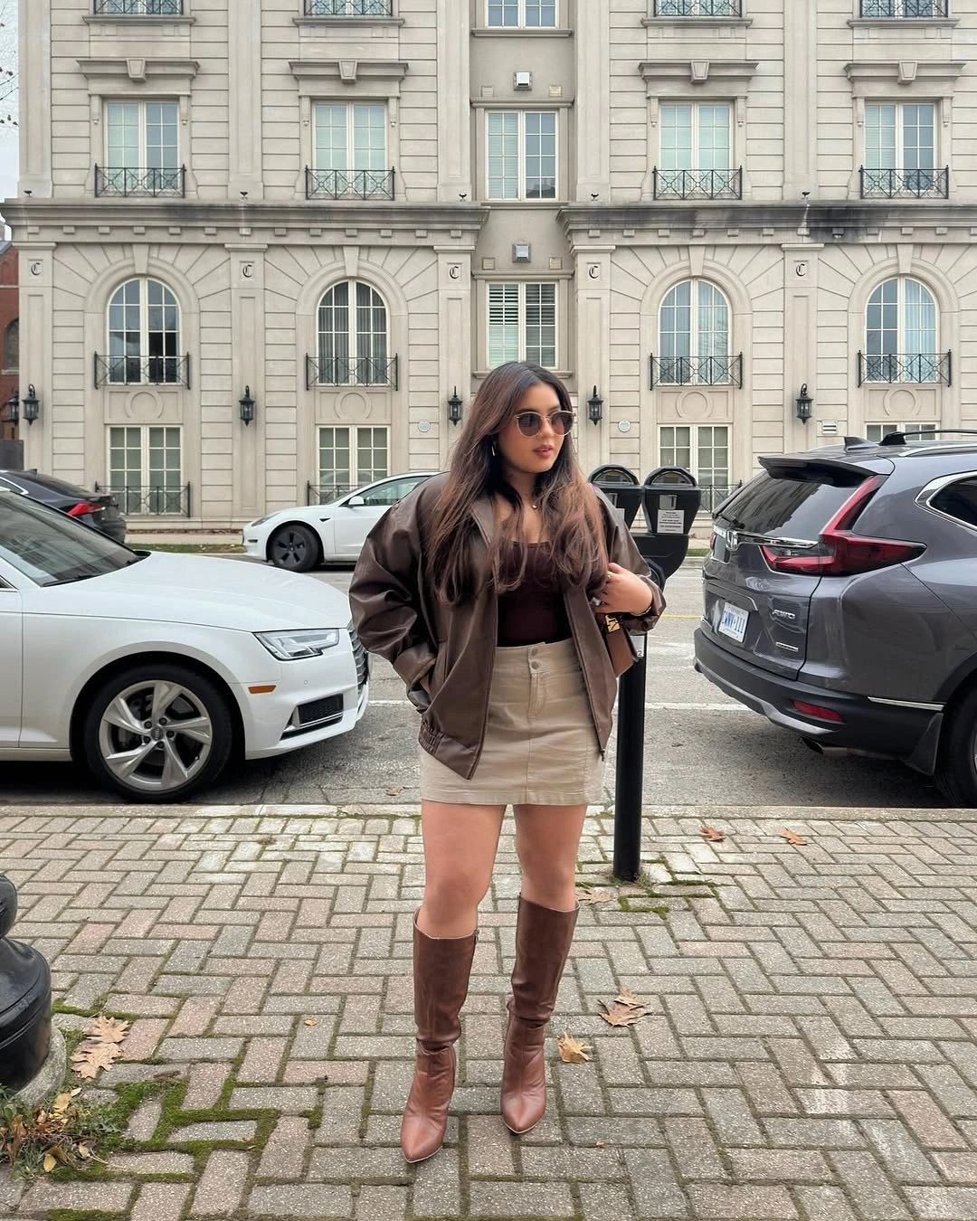 fall classy outfits women 2026 Rich Chocolate Layers with a Modern Leather Jacket