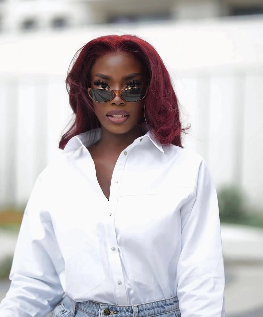fall hair colors for black women 2026 Deep Cherry Red Waves with Sophisticated Shine