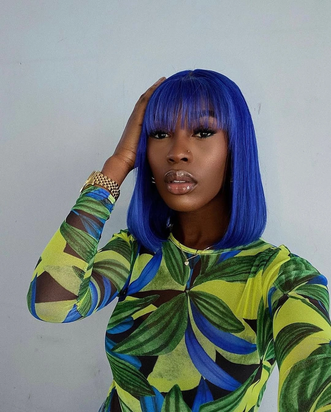 fall hair colors for black women 2026 Electric Sapphire Bob for Creative Fall Energy
