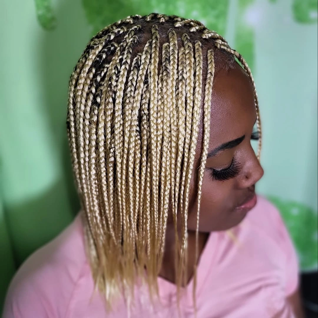 fall hair colors for black women 2026 Bright Blonde Micro Braids That Light Up Fall