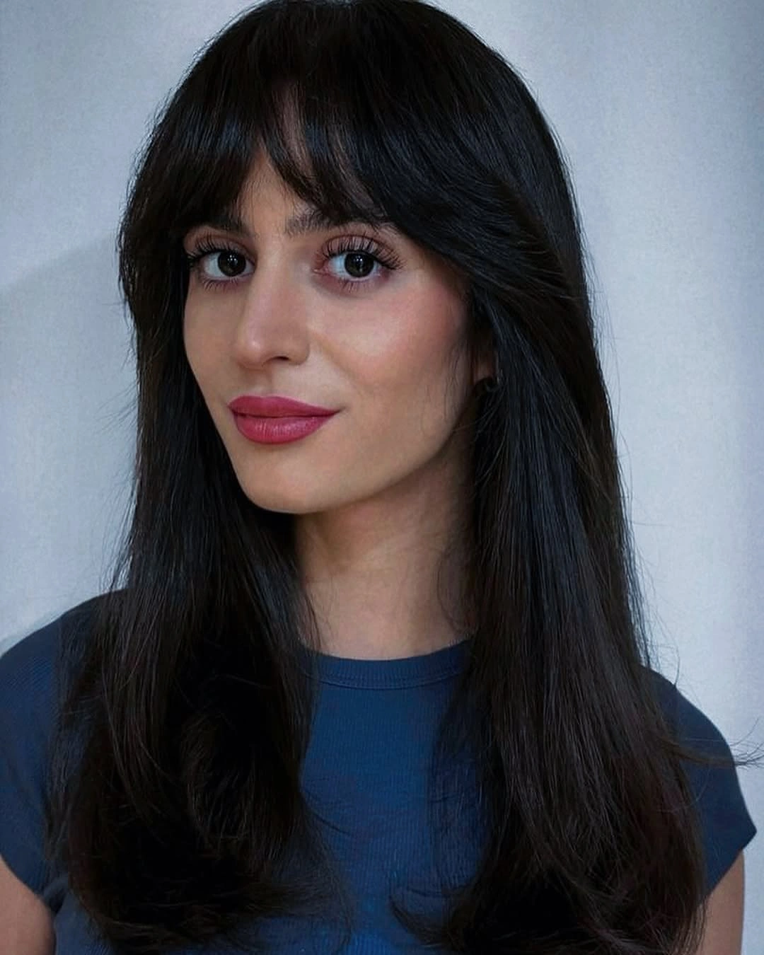 fall haircuts for women 2026 Long Soft Layers with Wispy Curtain Bangs