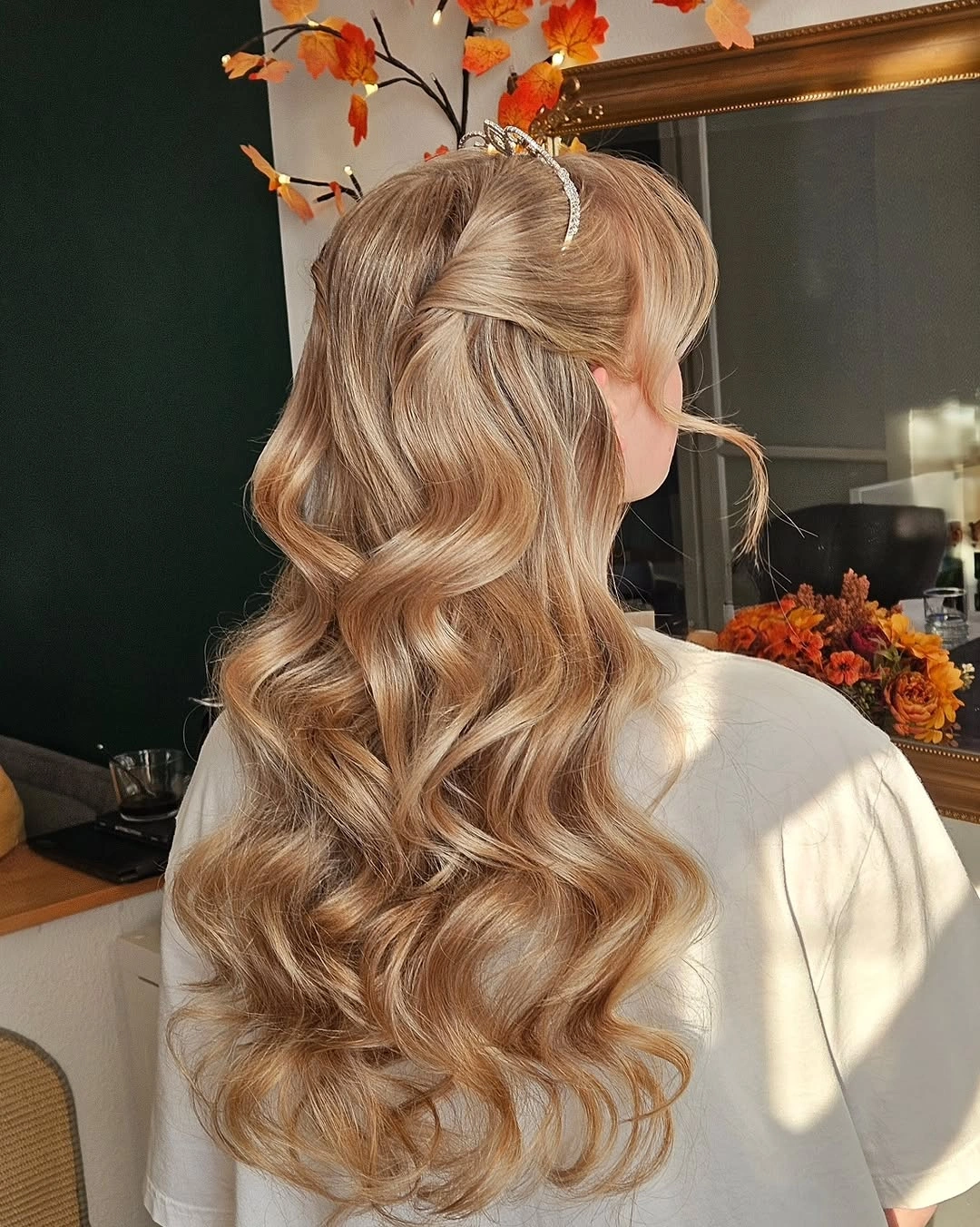 fall hairstyles 2026 Elegant Half Up Waves For Cozy Fall Celebrations