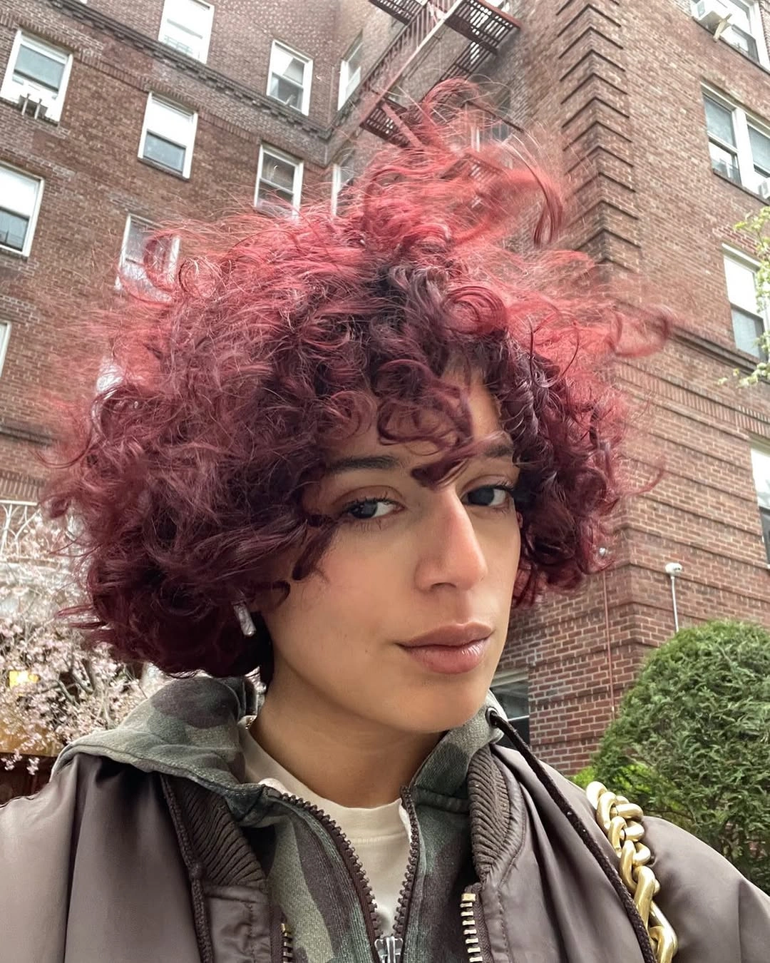fall hairstyles 2026 Playful Short Curly Crop With Rich Burgundy Dimension