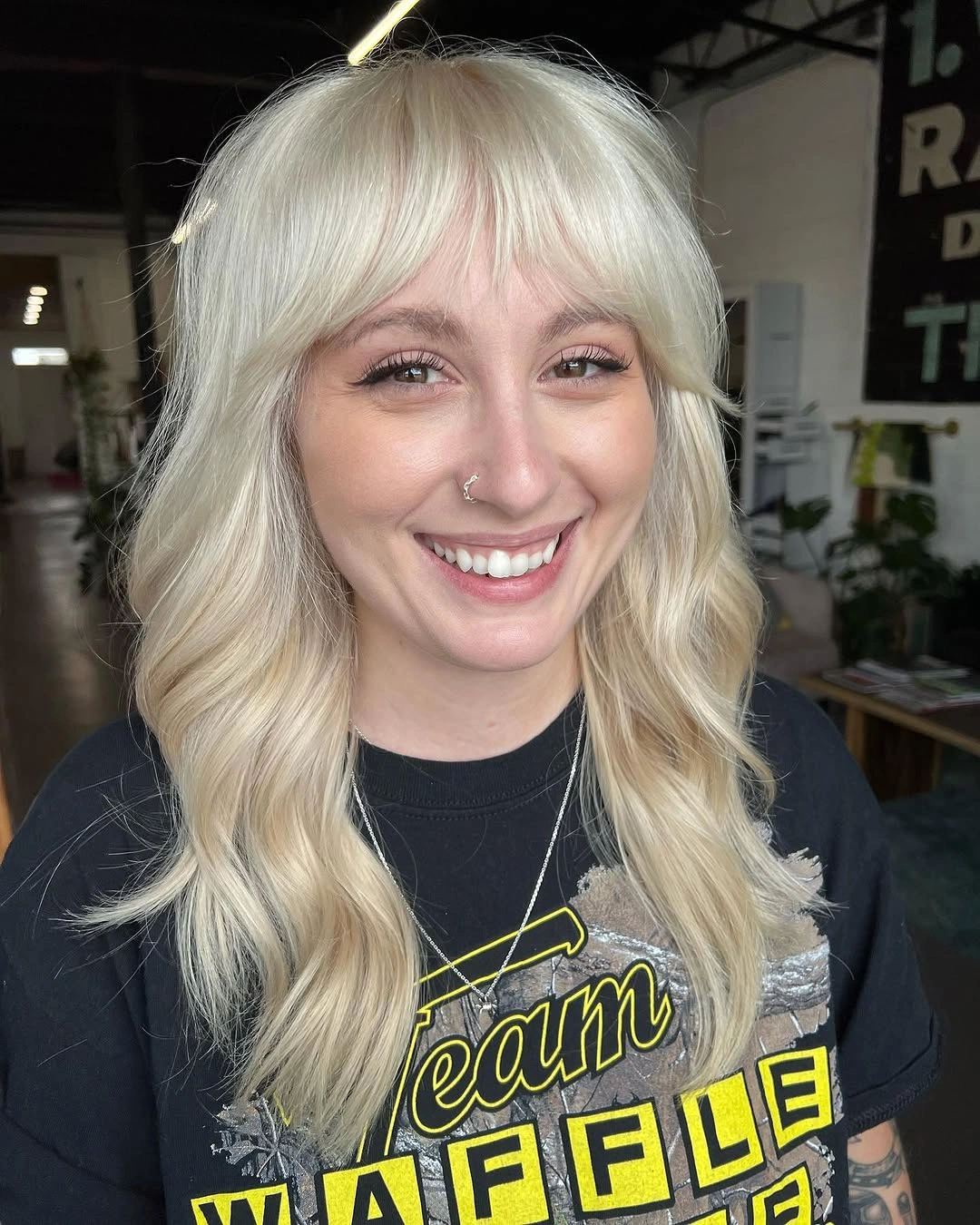 fall hairstyles for long hair 2026 Soft Platinum Layers with Airy Fringe