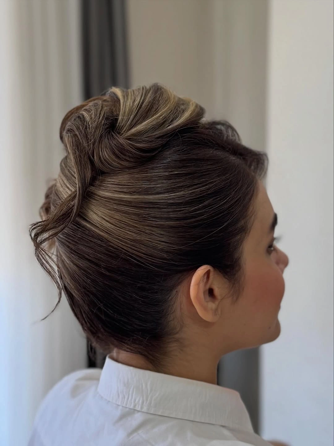 Fall hairstyles for office 2026 Elegant High Twisted Updo for Executive Meetings