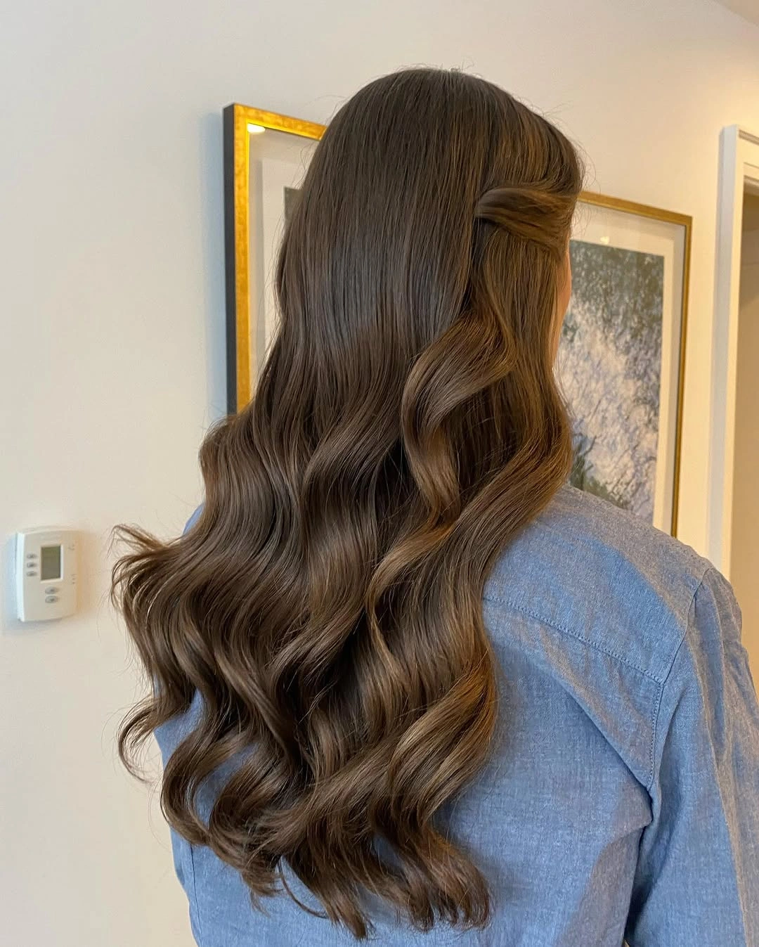 Fall hairstyles for wedding guests 2026 Soft Espresso Half-Up Style with Effortless Volume