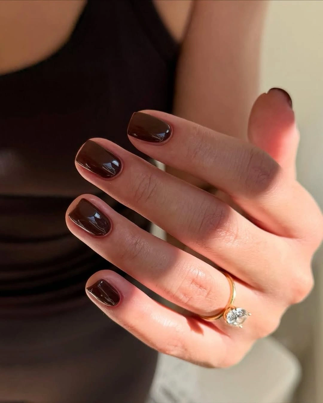 Fall manicure 2026 Glossy Espresso Short Manicure