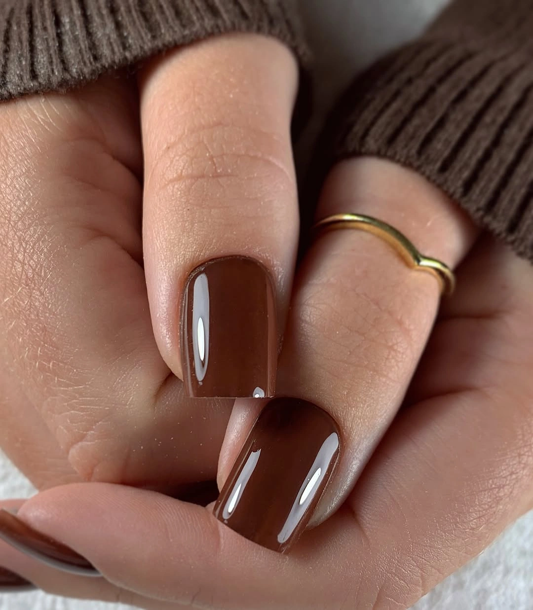 Fall manicure 2026 Chocolate Square Manicure With Glossy Finish