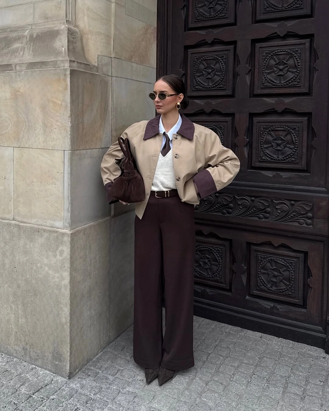 fall outfits with peacoat 2026 Chocolate Tailoring Meets a Modern Cropped Peacoat