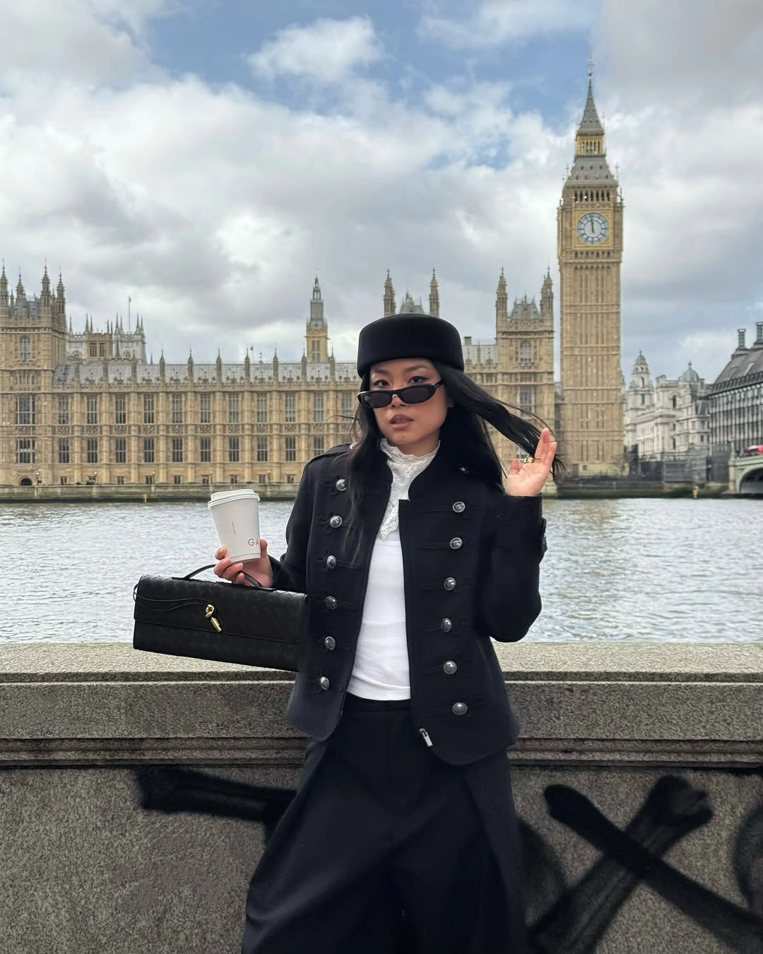 fall outfits with peacoat 2026 London-Inspired Black Peacoat with Elegant Military Details