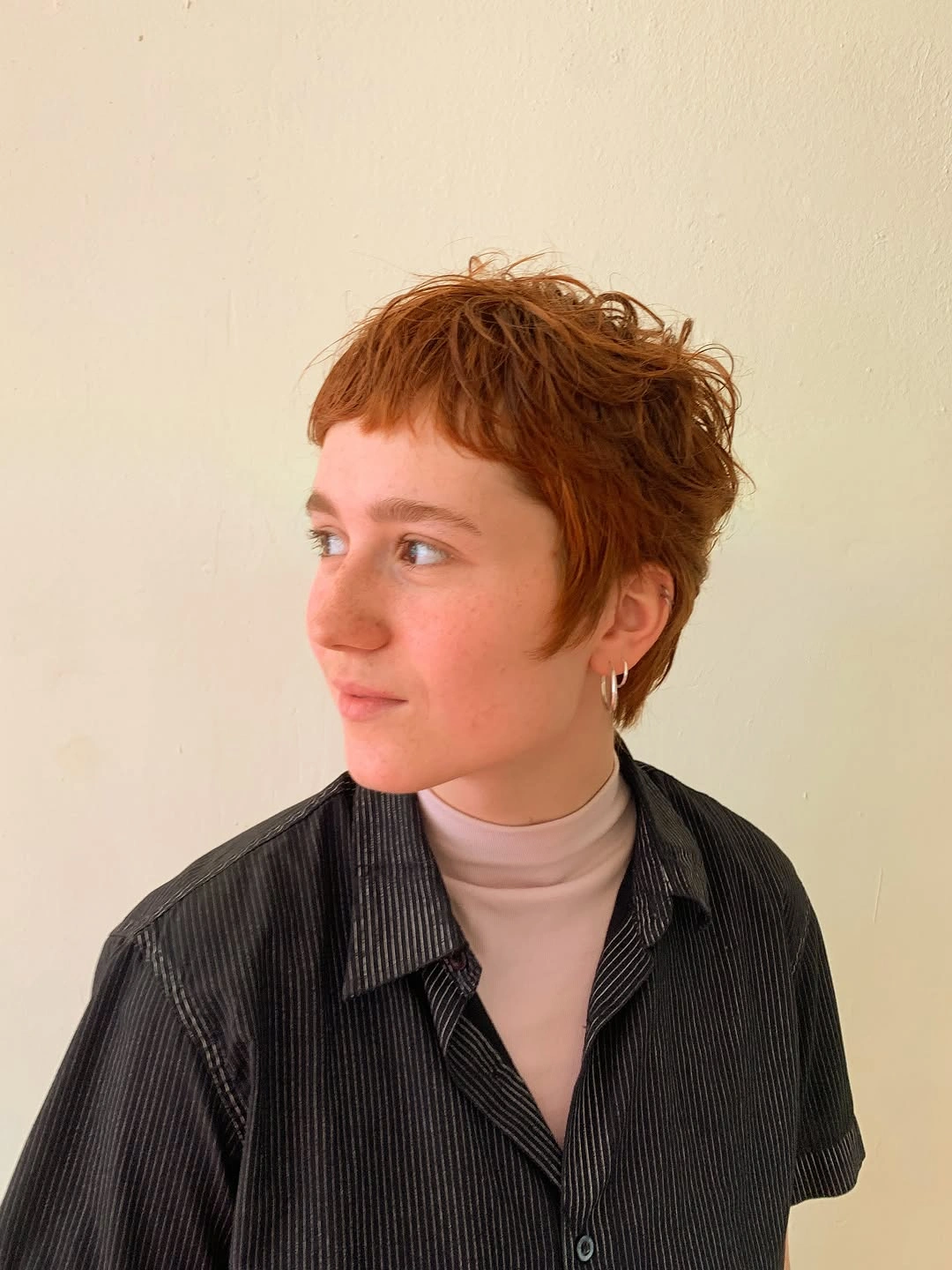 fall pixie haircut ideas 2026 Modern Ginger Pixie With Feathered Crown Layers