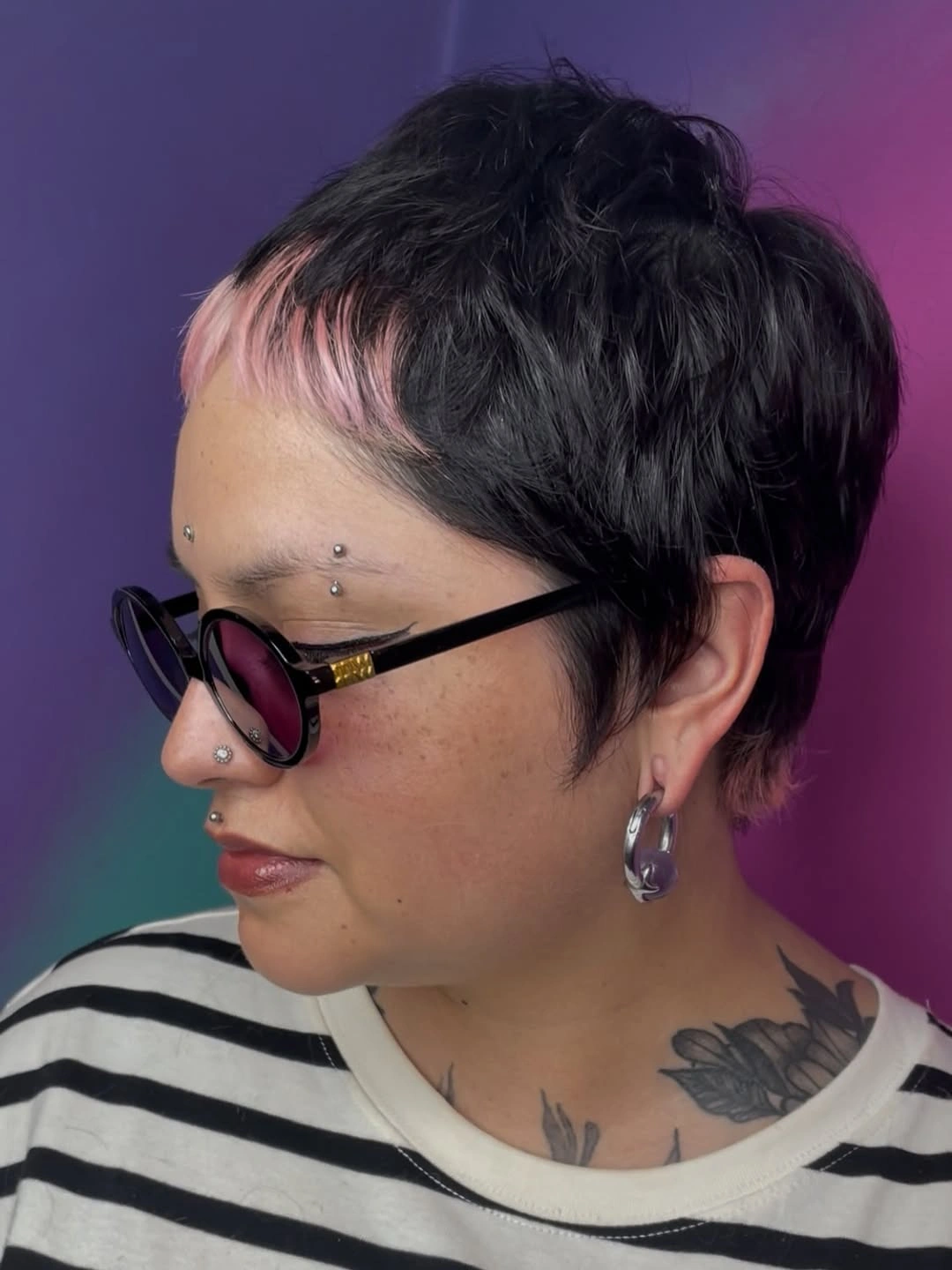 fall pixie haircut ideas 2026 Micro Fringe Pixie With Creative Color Accent