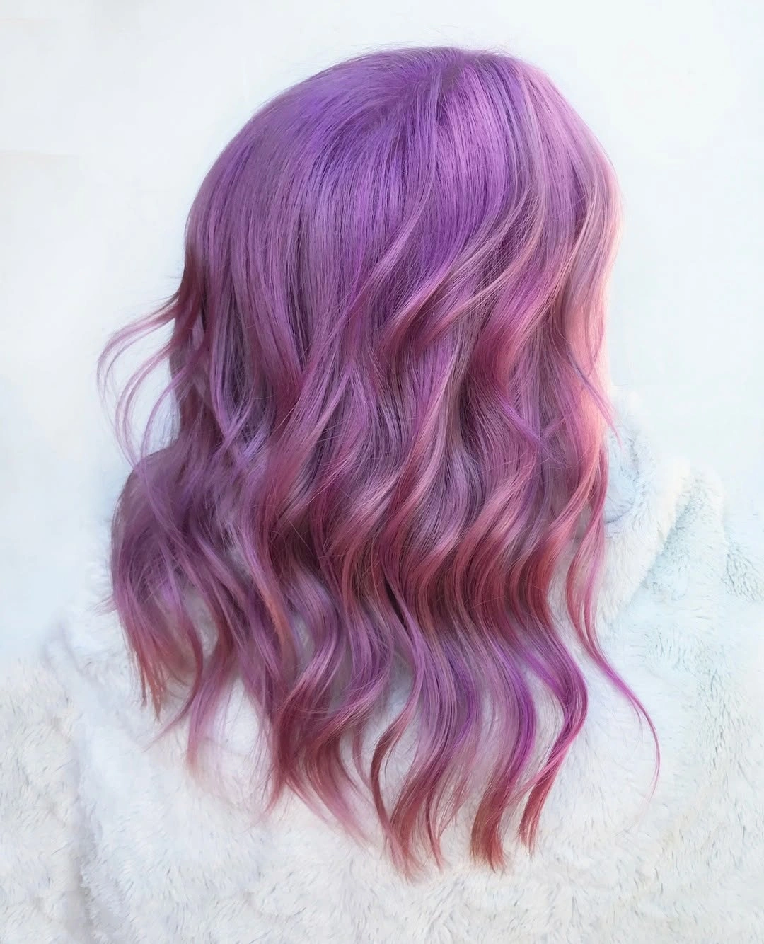 fall medium haircuts 2026 Pastel Lavender Waves With Romantic Texture
