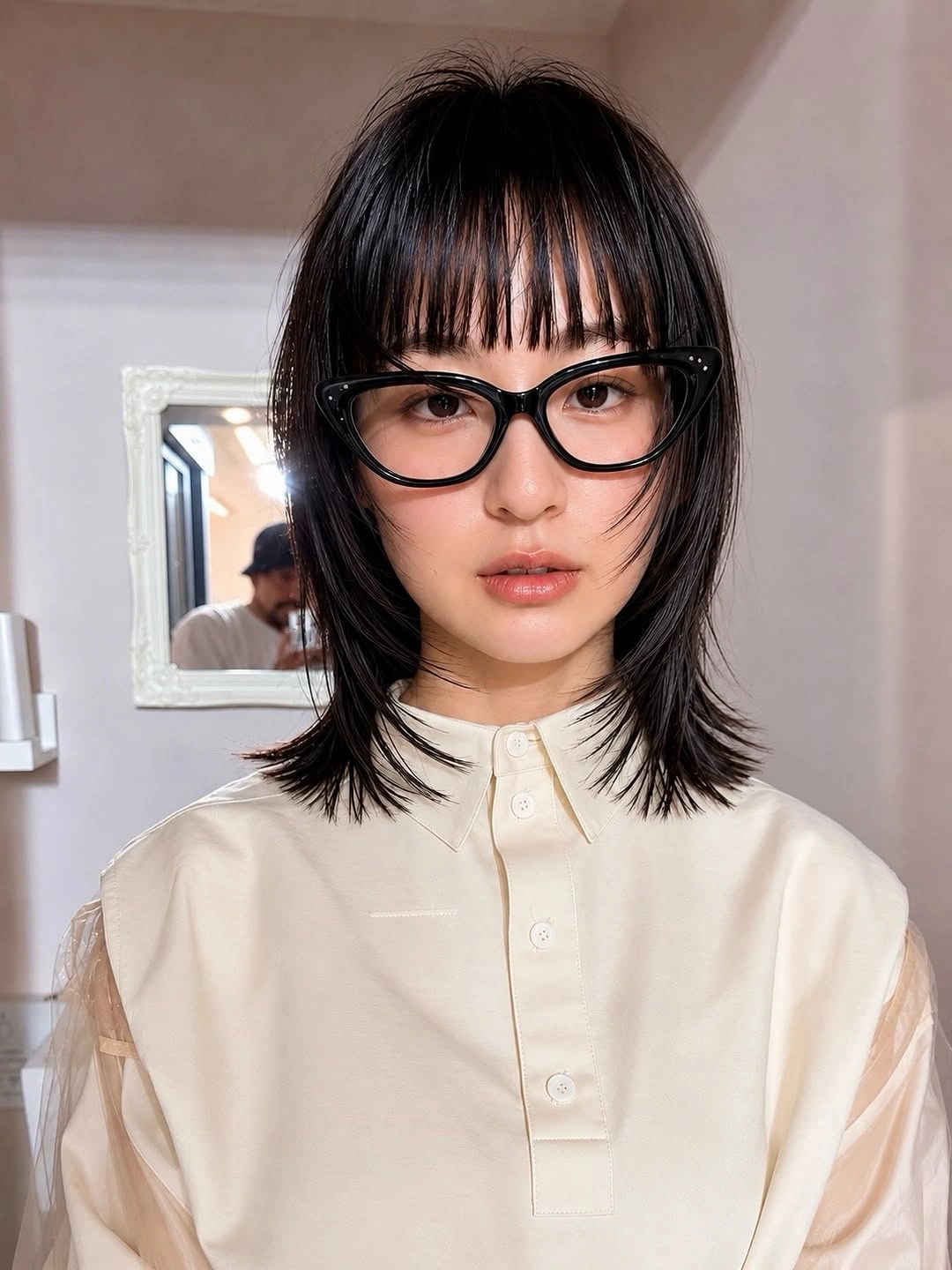 fall medium haircuts 2026 Modern Layered Midi Cut With Wispy Bangs